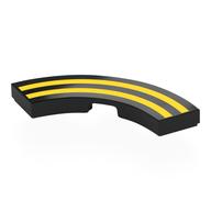 Visuel indicatif Rebrickable de Tuile 3 x 3 courbes, Macaroni avec motif imprimé lignes jaunes (Tile 3 x 3 Curved, Macaroni with Yellow Lines Print)