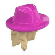 Cheveux et chapeau, long avec motif chapeau rose foncé (Hair and Hat, Long with Dark Pink Hat Pattern)