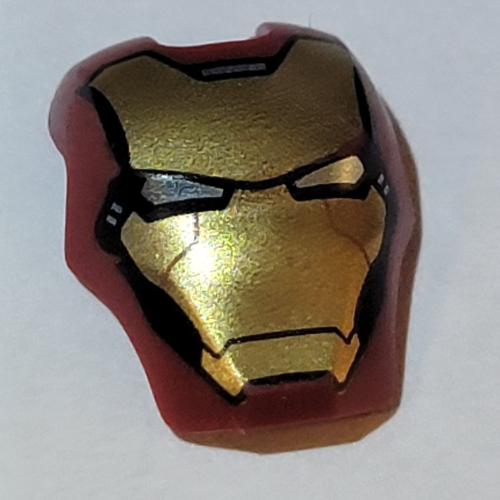 Tête accessoire visière charnière supérieure, arrondi avec bouclier de visage or et lumineux bleu yeux motif imprimé (Iron Man) (Headwear Accessory Visor Top Hinge, Rounded with Gold Face Shield and Bright Light Blue Eyes Print (Iron Man))