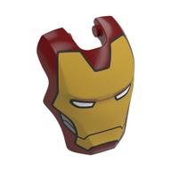 Couvre-chef Accessoire Visière, arrondi avec masque Ironman or, blanc Yeux motif imprimé (Headwear Accessory Visor Top Hinge, Rounded with Gold Ironman Mask, White Eyes Print)