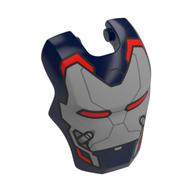 Tête accessoire visière haut charnière, arrondi avec masque argenté, yeux rouges motif imprimé (fer patriot) (Headwear Accessory Visor Top Hinge, Rounded with Silver Mask, Red Eyes Print (Iron Patriot))