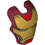 Tête accessoire visière charnière supérieure, arrondi avec bouclier de visage or et lumineux bleu yeux motif imprimé (Iron Man) (Headwear Accessory Visor Top Hinge, Rounded with Gold Face Shield and Bright Light Blue Eyes Print (Iron Man))
