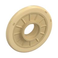 Visuel indicatif Rebrickable de Roue de fauteuil roulant avec trou pour connecteur, modèle de pneu en caoutchouc dur beige fixe (Wheel Wheelchair with Pin Hole, Fixed Tan Hard Rubber Tire Pattern)