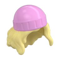 Visuel indicatif Rebrickable de Cheveux et chapeau, longs cheveux ondulés, bonnet motif rose vif (Hair and Hat, Long Wavy Hair, Beanie Bright Pink Pattern)