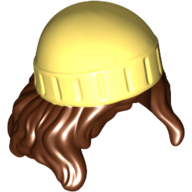 Cheveux et chapeau, longs cheveux ondulés, bonnet motif jaune clair (Hair and Hat, Long Wavy Hair, Beanie Bright Light Yellow Pattern)