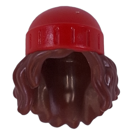 Visuel indicatif Rebrickable de Cheveux et chapeau, longs cheveux ondulés, bonnet motif rouge (Hair and Hat, Long Wavy Hair, Beanie Red Pattern)