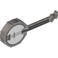 Visuel indicatif Rebrickable de Banjo instrument de musique avec tableau blanc, gris bleuté clair/noir Caisse Claires motif imprimé (Musical Instrument Banjo with White Board, Light Bluish Grey/Black Snares Print)
