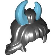 Cheveux mi-longs, moyennes cornes d'azur motif imprimé (Hair Mid-length, Medium Azure Horns Print)
