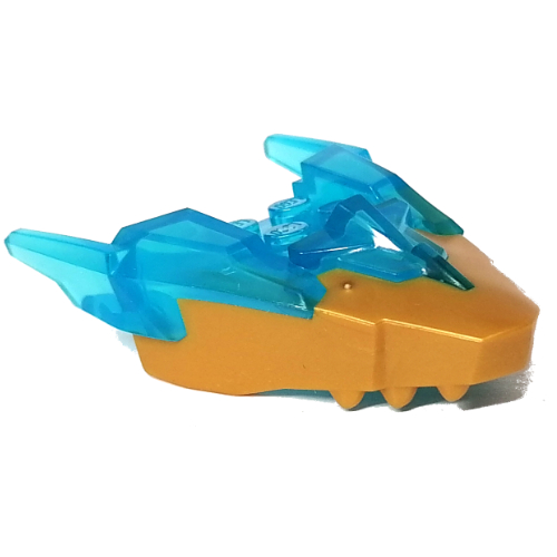 Visuel indicatif Rebrickable de Partie du corps de la créature, tête de dragon avec motif de cornes bleues transparent-lumière (Creature Body Part, Dragon Head with Trans-Light Blue Horns Pattern)