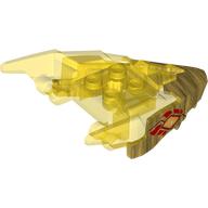 Visuel indicatif Rebrickable de Partie du corps de la créature, tête de dragon avec pointes avec motif transparent-Jaune, yeux rouges et jaunes foncés, motif imprimé Flammes rouges (Creature Body Part, Dragon Head with Spikes with Trans-Yellow Pattern, Dark Red and Yellow Eyes, Red Flames Print)