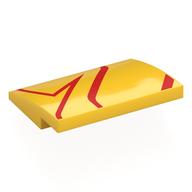 Visuel indicatif Rebrickable de Brique courbée 4 x 3 x 2/3 Non tenons avec motif imprimé lignes rouges (Brick Curved 4 x 3 x 2/3 No Studs with Red Lines Print)