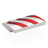 Visuel indicatif Rebrickable de Brique courbée 4 x 3 x 2/3 Non tenons avec motif imprimé rouge/rouge foncé (Brick Curved 4 x 3 x 2/3 No Studs with Red/Dark Red Wavy Flag Stripes Print)