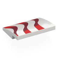 Visuel indicatif Rebrickable de Brique courbée 4 x 3 x 2/3 Non tenons avec motif imprimé rouge/rouge foncé (Brick Curved 4 x 3 x 2/3 No Studs with Red/Dark Red Wavy Flag Stripes Print)