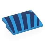 Visuel indicatif Rebrickable de Brique courbée 4 x 3 x 2/3 Non tenons avec motif imprimé rayures bleu foncé (Brick Curved 4 x 3 x 2/3 No Studs with Dark Blue Stripes Print)