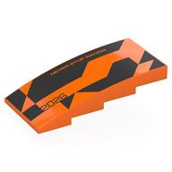 Visuel indicatif Rebrickable de Brique courbée 4 x 8 x 1 2/3 Non tenons avec formes noires, motif imprimé 'NEVER STOP RACING 2026' (Brick Curved 4 x 8 x 1 2/3 No Studs with Black Shapes, 'NEVER STOP RACING 2026' Print)