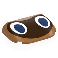 Visuel indicatif Rebrickable de Brique ronde, triple courbe 4 x 6 x 1 avec yeux blancs/bleu foncé, motif imprimé Masque de raton laveur marron foncé (Brick Round, Curved Triple 4 x 6 x 1 with White/Dark Blue Eyes, Dark Brown Raccoon Mask Print)