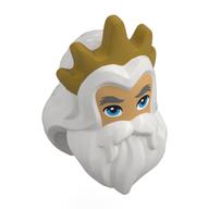 Masque, cheveux et barbe, sourcils gris bleuté foncé, visage beige chaud, motif imprimé couronne d'or (roi triton) (Mask, Hair and Beard, Dark Bluish Grey Eyebrows, Warm Tan Face, Gold Crown Print (King Triton))