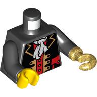Torse, veste de capitaine pirate avec blanc ascot noir bras motif imprimé, main droite jaune, perle or crochet gauche (Torso, Pirate Captain Jacket with White Ascot Black Arms Print, Yellow Right Hand, Pearl Gold Left Hook)