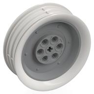 Visuel indicatif Rebrickable de Roue 62,3 x 20,3 Moto avec motif de jante extérieure blanche (Wheel 62.3 x 20.3 Motorcycle with White Outer Rim Pattern)