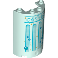 Visuel indicatif Rebrickable de Demi-cylindre 2 x 4 x 5 avec 1 x 2 découpe et colonnes, étoiles et bulles motif imprimé (Cylinder Half 2 x 4 x 5 with 1 x 2 Cutout and Columns, Stars, and Bubbles Print)