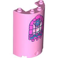 Visuel indicatif Rebrickable de Demi cylindre 2 x 4 x 5 avec 1 x 2 découpe avec motif imprimé fenêtre rose foncé (Cylinder Half 2 x 4 x 5 with 1 x 2 cutout with Dark Pink Window Print)