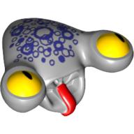 Tête de minifigurine spéciale, alien avec langue et yeux jaunes, écailles violet foncé motif imprimé (squidtron) (Minifig Head Special, Alien with Tongue and Yellow Eyes, Dark Purple Scales Print (Squidtron))