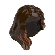 Cheveux mi-longs avec une partie sur le devant de l'épaule droite et nougat / stries nougat moyen motif imprimé (Hair Mid-Length with Part over Front of Right Shoulder and Nougat/Medium Nougat Streaks Print)