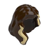 Cheveux mi-longs avec une partie sur le devant de l'épaule droite avec motif imprimé de stries beiges (Hair Mid-Length with Part over Front of Right Shoulder with Tan Streak Print)