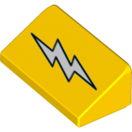 Visuel indicatif Rebrickable de Brique inclinée 30° 1 x 2 x 2/3 avec motif imprimé éclair (Brick Sloped 30° 1 x 2 x 2/3 with Lightning Bolt Print)