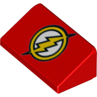 Visuel indicatif Rebrickable de Brique inclinée 30° 1 x 2 x 2/3 avec motif imprimé Flash Logo (Brick Sloped 30° 1 x 2 x 2/3 with Flash Logo Print)