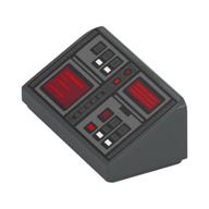 Visuel indicatif Rebrickable de Brique inclinée 30° 1 x 2 x 2/3 avec boutons et écrans rouges motif imprimé (Brick Sloped 30° 1 x 2 x 2/3 with Buttons And Red Screens Print)