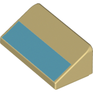 Visuel indicatif Rebrickable de Brique inclinée 30° 1 x 2 x 2/3 avec motif imprimé à rayures bleues (Brick Sloped 30° 1 x 2 x 2/3 with Blue Stripe Print)