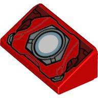 Visuel indicatif Rebrickable de Brique inclinée 30° 1 x 2 x 2/3 avec coffre Iron Man avec motif imprimé réacteur bleu (Brick Sloped 30° 1 x 2 x 2/3 with Iron Man Chest with Blue Reactor Print)