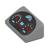 Visuel indicatif Rebrickable de Brique inclinée 30° 1 x 2 x 2/3 avec tableau de bord, compteurs de vitesse imprimés (Brick Sloped 30° 1 x 2 x 2/3 with Dashboard, Speedometers Print)