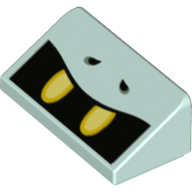 Brique inclinée 30° 1 x 2 x 2/3 avec bouche noire ouverte, motif imprimé dents jaunes (Brick Sloped 30° 1 x 2 x 2/3 with Open Black Mouth, Yellow Teeth Print)