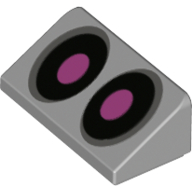 Brique inclinée 30° 1 x 2 x 2/3 avec yeux noirs, motif imprimé pupilles rose vif (Brick Sloped 30° 1 x 2 x 2/3 with Black Eyes, Bright Pink Pupils Print)