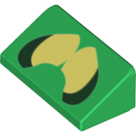 Brique inclinée 30° 1 x 2 x 2/3 avec motif imprimé Yeux Jaune/Vert Foncé (Brick Sloped 30° 1 x 2 x 2/3 with Yellow/Dark Green Eyes Print)