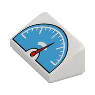 Visuel indicatif Rebrickable de Brique inclinée 30° 1 x 2 x 2/3 avec échelle moyenne azur / compteur de vitesse, cadran rouge imprimé (Brick Sloped 30° 1 x 2 x 2/3 with Medium Azure Scale / Speedometer, Red Dial Print)