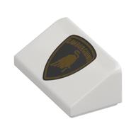 Visuel indicatif Rebrickable de Brique inclinée 30° 1 x 2 x 2/3 avec motif imprimé Logo Lamborghini Noir/Or (Brick Sloped 30° 1 x 2 x 2/3 with Black/Gold Lamborghini Logo Print)