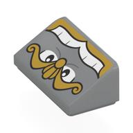 Brique inclinée 30° 1 x 2 x 2/3 avec Yeux, Dents blanches, Jaune Décorations motif imprimé (Chef Bouche) (Brick Sloped 30° 1 x 2 x 2/3 with Eyes, White Teeth, Yellow Decorations Print (Chef Bouche))