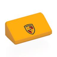 Visuel indicatif Rebrickable de Brique inclinée 30° 1 x 2 x 2/3 avec motif imprimé Porsche bouclier (Brick Sloped 30° 1 x 2 x 2/3 with Porsche Shield Print)