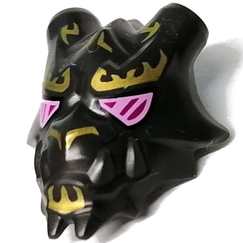 Casque accessoire masque crystal king avec yeux magenta, motif imprimé flammes jaunes (Headwear Accessory Mask Crystal King with Magenta Eyes, Yellow Flames Print)
