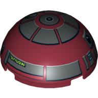 Visuel indicatif Rebrickable de Dôme hémisphère 4 x 4 avec motif imprimé droïde astromécano r4-p17 (Dome Hemisphere 4 x 4 with R4-P17 Astromech Droid Print)