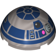 Visuel indicatif Rebrickable de Hémisphère dôme 4 x 4 avec motif imprimé panneau de commande bleu foncé R2-D2 (Dome Hemisphere 4 x 4 with Dark Blue R2-D2 Control Panel Print)