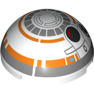 Visuel indicatif Rebrickable de Dôme hémisphère 4 x 4 avec motif droïde BB-8 (Dome Hemisphere 4 x 4 with BB-8 Droid Pattern)