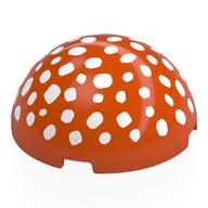 Visuel indicatif Rebrickable de Dôme hémisphère 4 x 4 avec des taches blanches (tête de champignon) motif imprimé (Dome Hemisphere 4 x 4 with White Spots (Mushroom Head) Print)