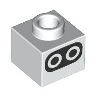 Plaque 1 x 1 x 2/3 avec Trou en tenon avec Ovale Noir, Motif imprimé Cercles Noir/Blanc (Plate 1 x 1 x 2/3 with Hole in Stud with Black Oval, Black/White Circles Print)