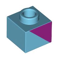 Visuel indicatif Rebrickable de Plaque 1 x 1 x 2/3 avec ouvert tenon avec motif imprimé Magenta Triangle (Plate 1 x 1 x 2/3 with Open Stud with Magenta Triangle Print)