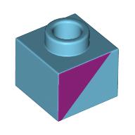 Visuel indicatif Rebrickable de Plaque 1 x 1 x 2/3 avec ouvert tenon avec motif imprimé Magenta Triangle (Plate 1 x 1 x 2/3 with Open Stud with Magenta Triangle Print)