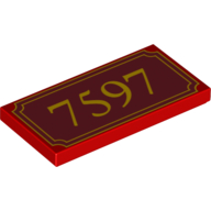 Visuel indicatif Rebrickable de Tuile 2 x 4 avec motif imprimé '7597' jaune et Fantaisie (Tile 2 x 4 with Yellow '7597' and Fancy Outline Print)